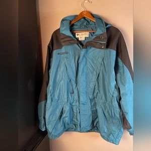 Vintage Columbia Full Zip Windbreaker Rain Jacket Men's XL Green Black